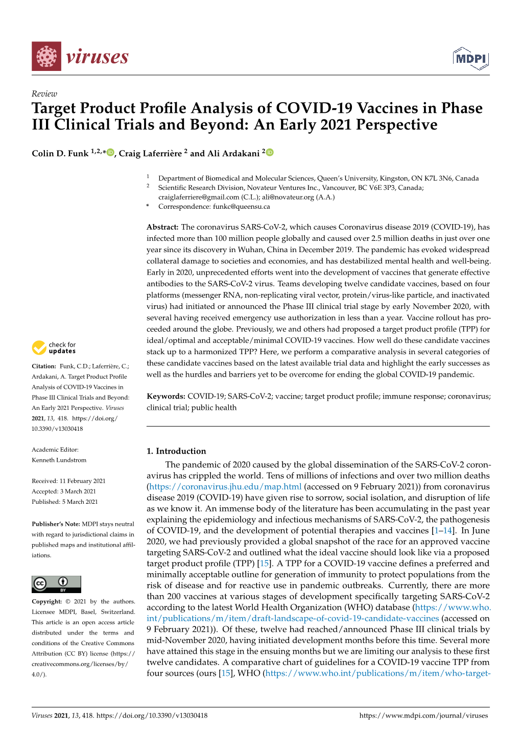 Target Product Profile Analysis of COVID-19 Vaccines in Phase III