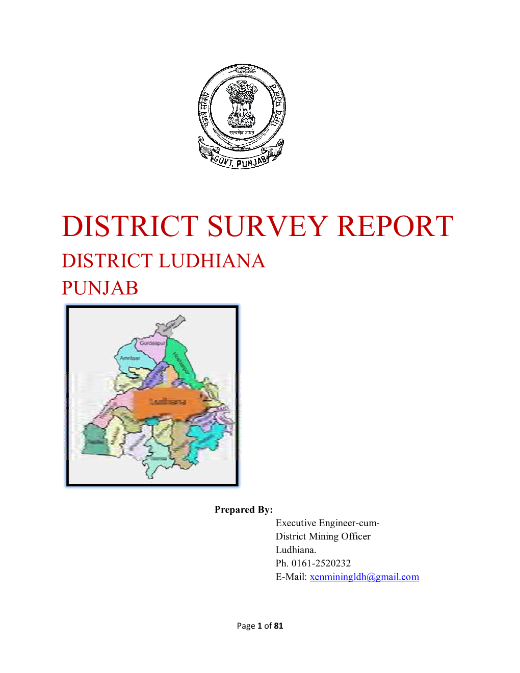 District Survey Report District Ludhiana Punjab