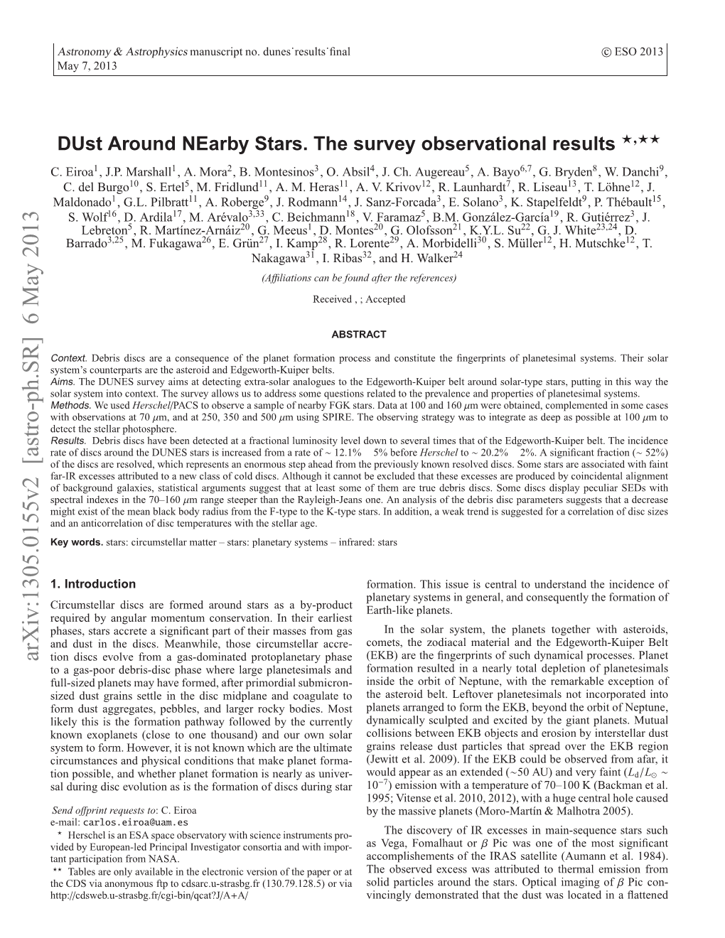 Dust Around Nearby Stars. the Survey Observational Results Circumstellar Disc (Smith & Terrile 1984)