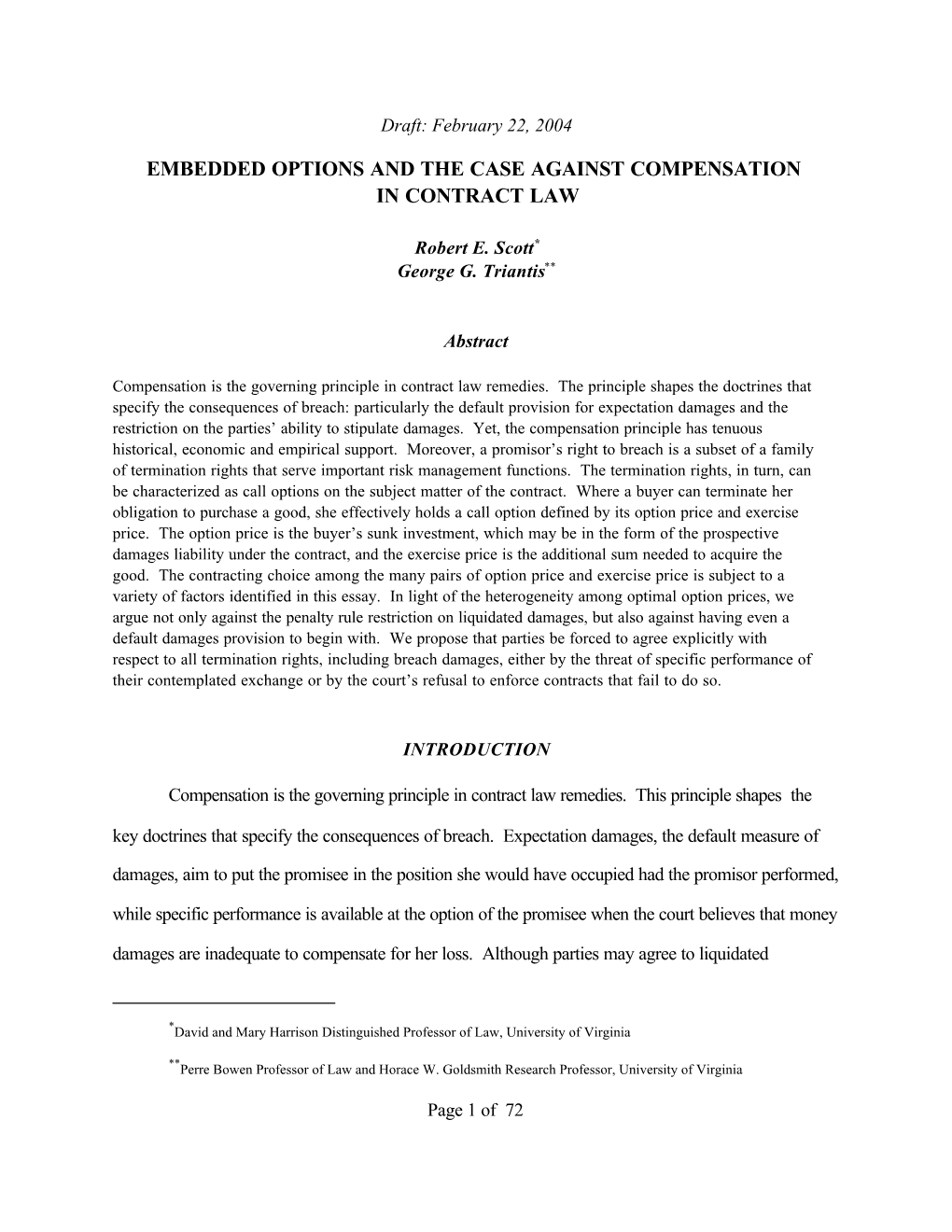 Embedded Options and the Irrelevance of the Compensation Principle in Contract Remedies