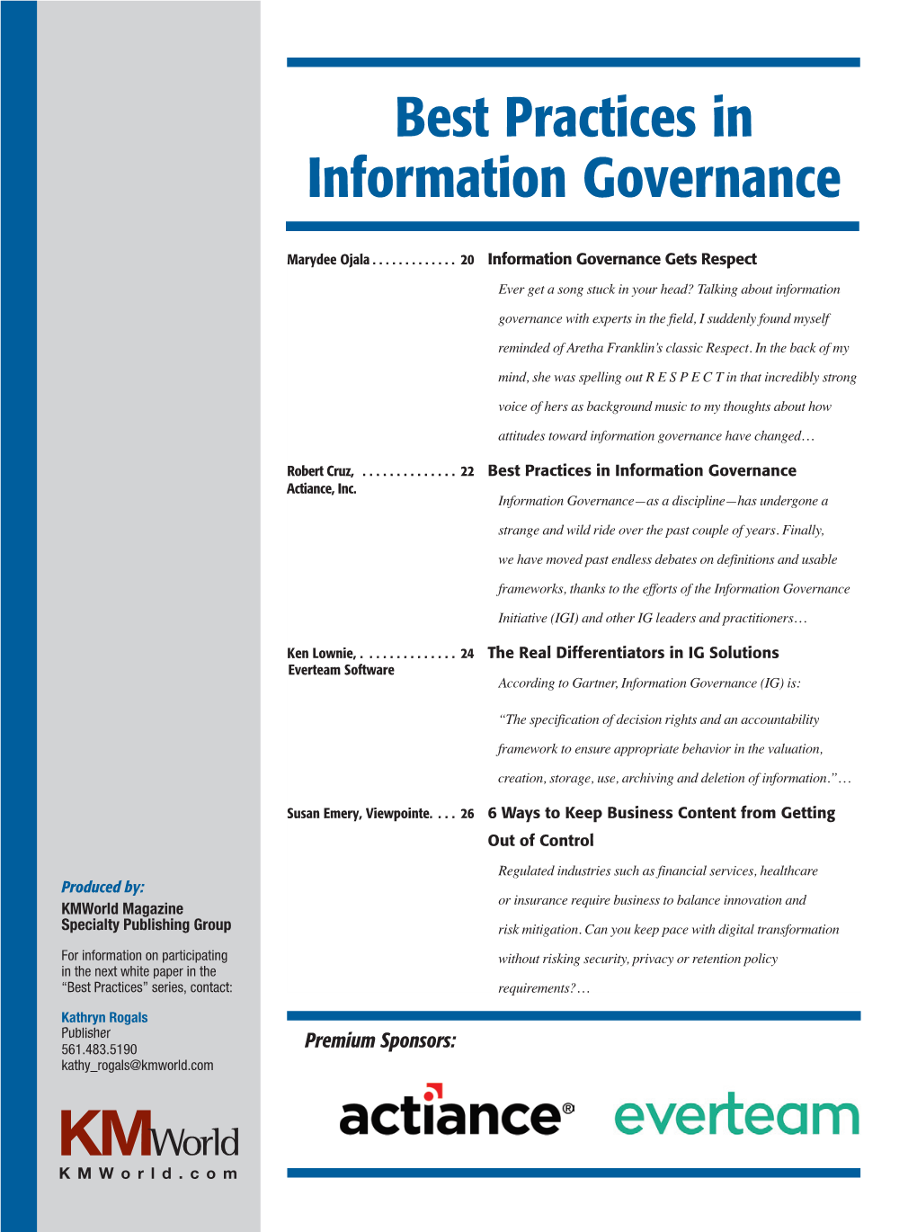 Best Practices in Information Governance