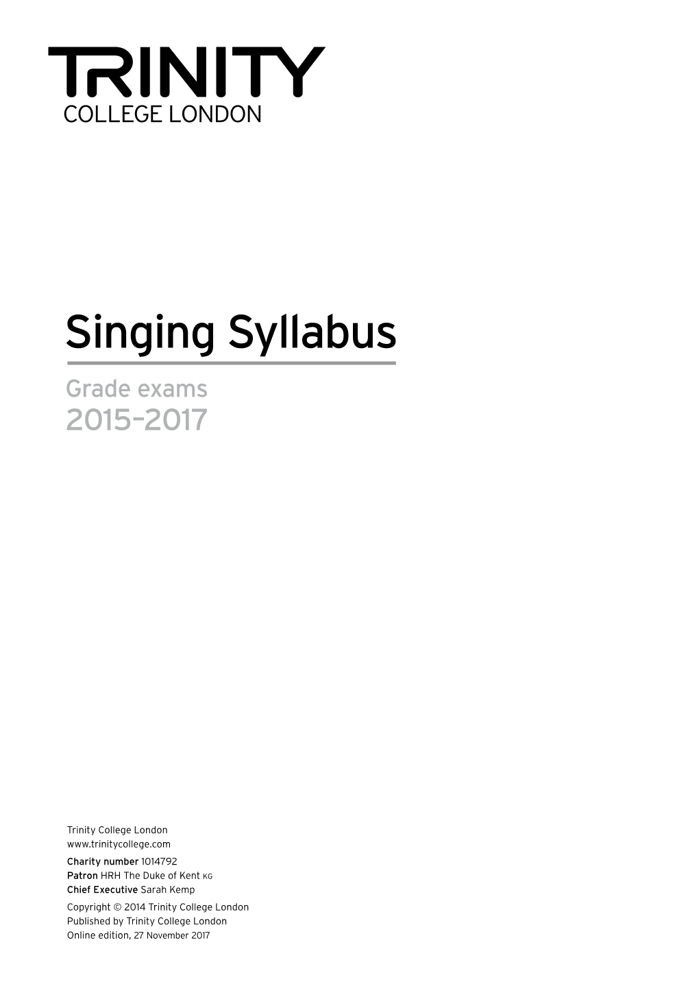 Singing Syllabus for 2015-2017