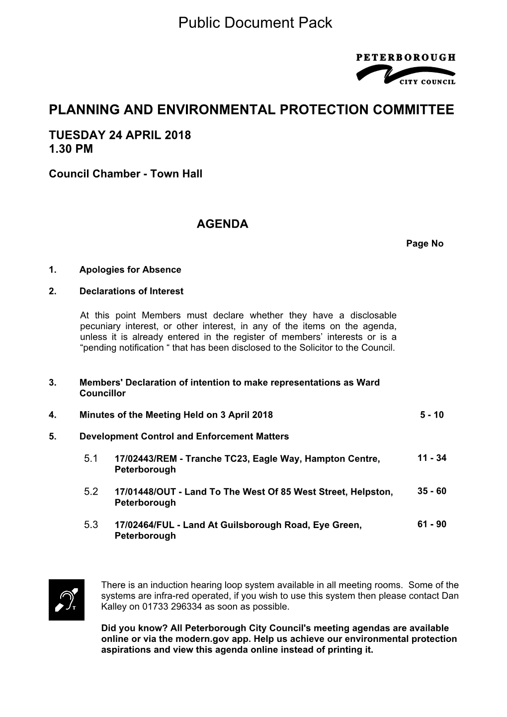 (Public Pack)Agenda Document for Planning and Environmental Protection Committee, 24/04/2018 13:30