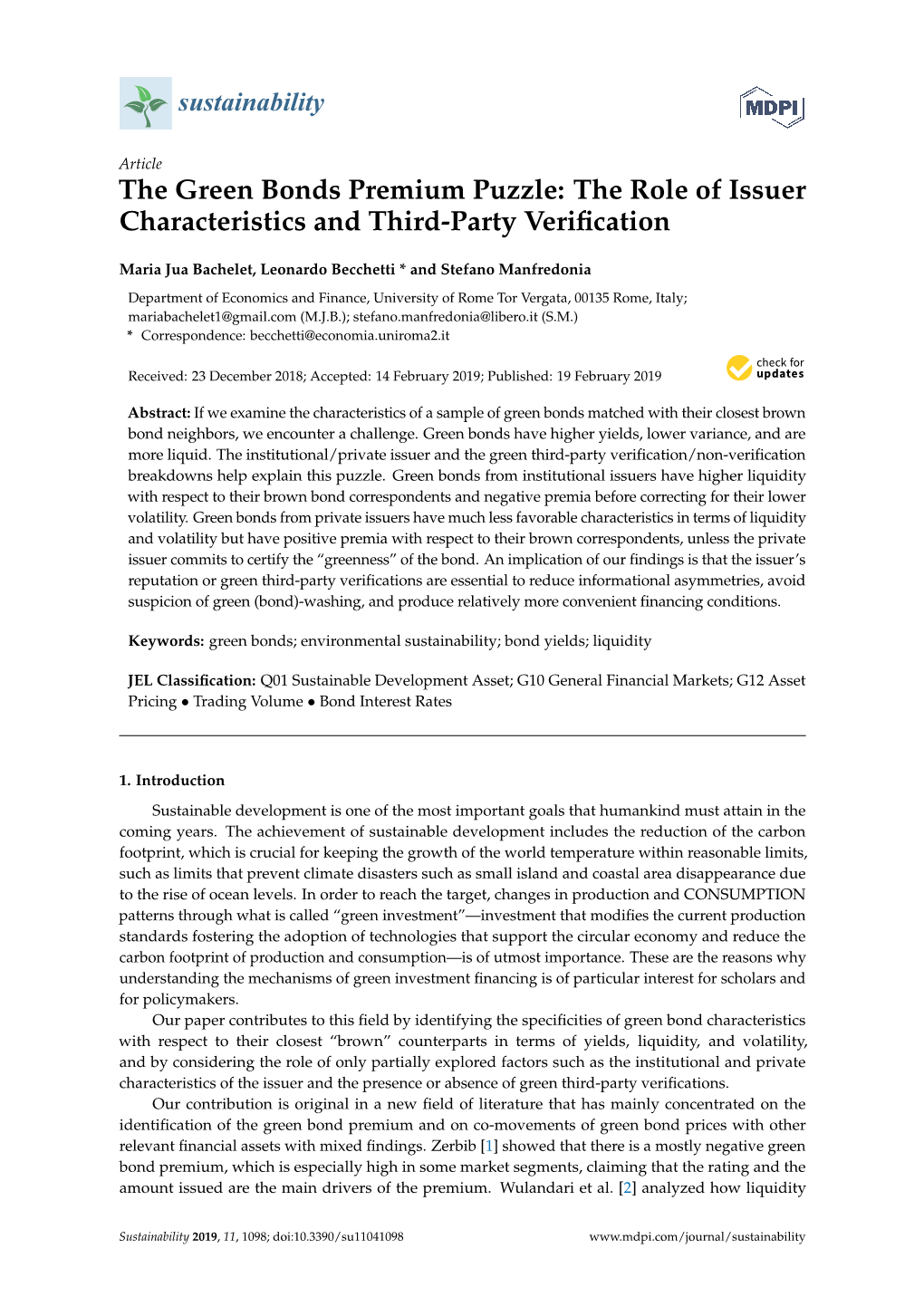 The Green Bonds Premium Puzzle: the Role of Issuer Characteristics and Third-Party Veriﬁcation