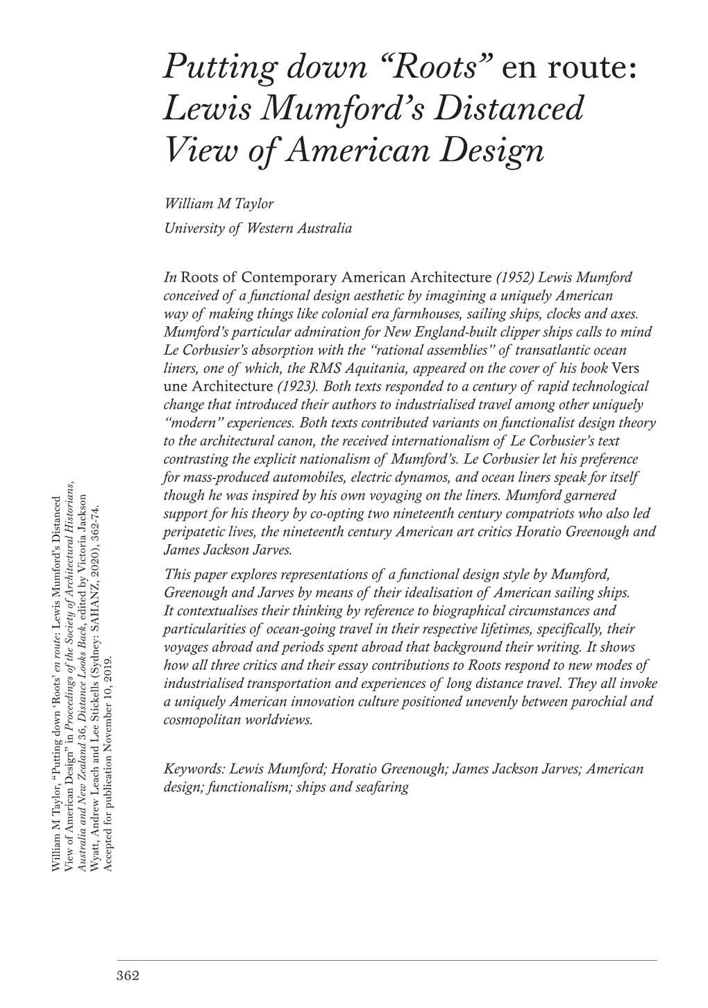 Lewis Mumford's Distanced View of American Design