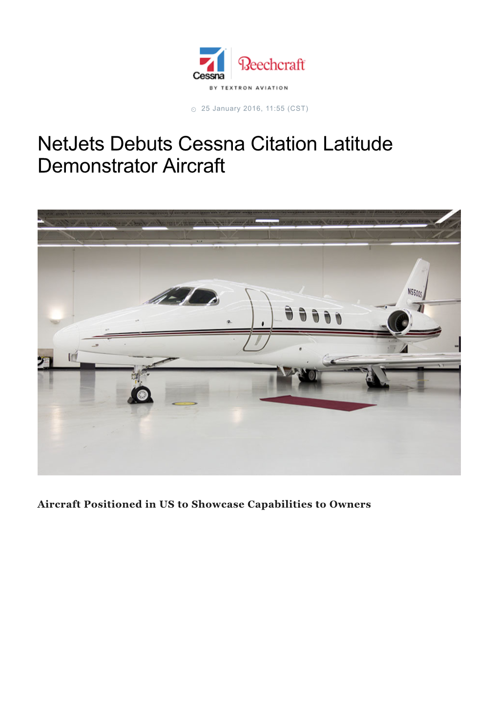 Netjets Debuts Cessna Citation Latitude Demonstrator Aircraft