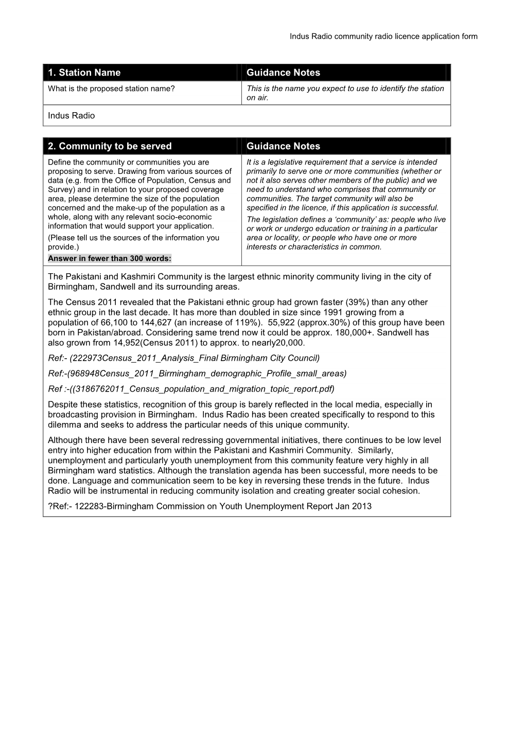 Indus Radio Community Radio Licence Application Form