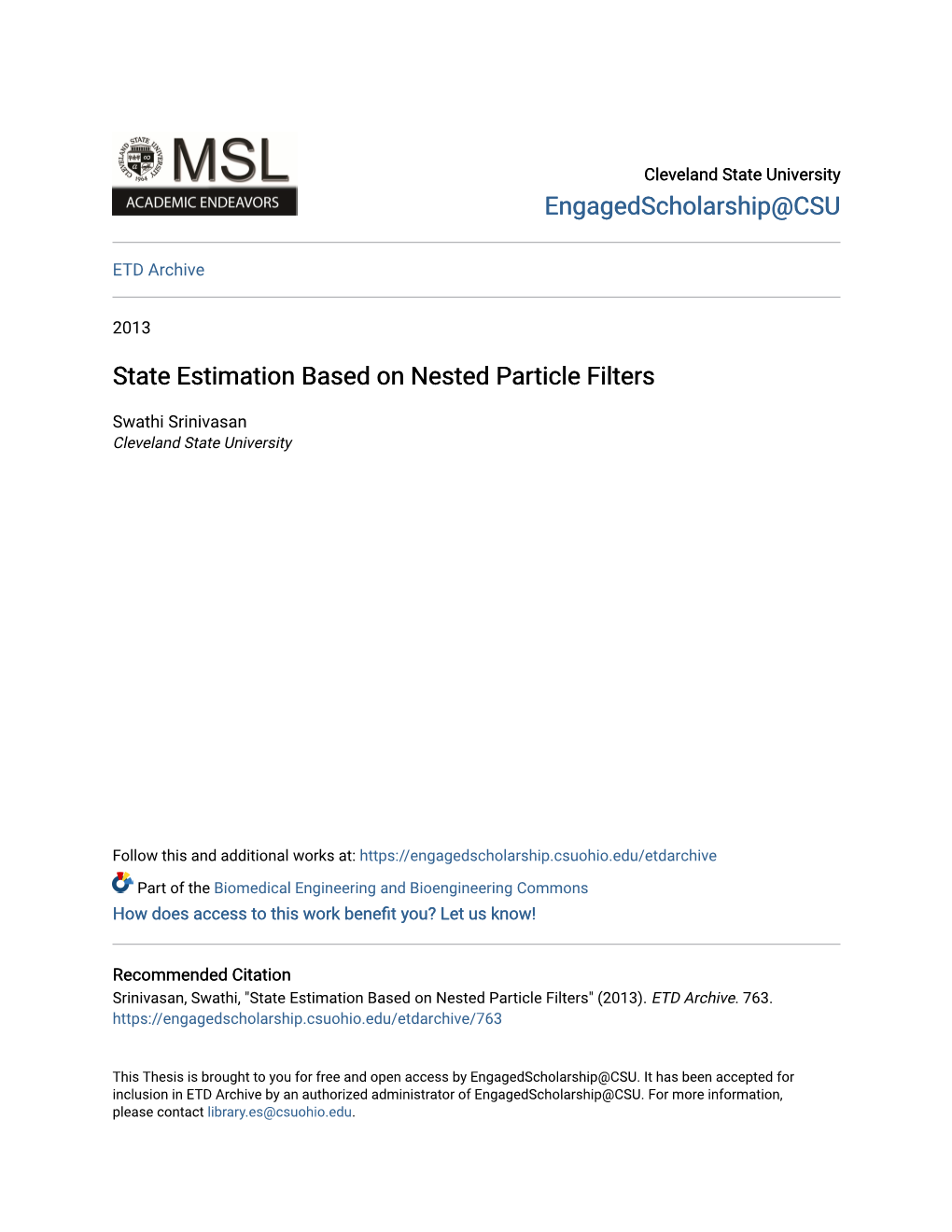 State Estimation Based on Nested Particle Filters