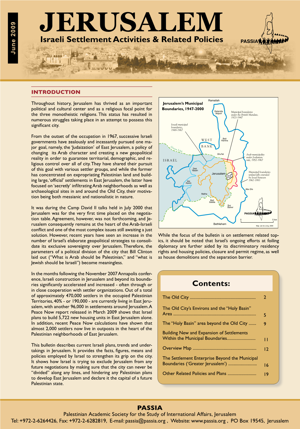 Israeli Settlement Activities & Related Policies in Jerusalem