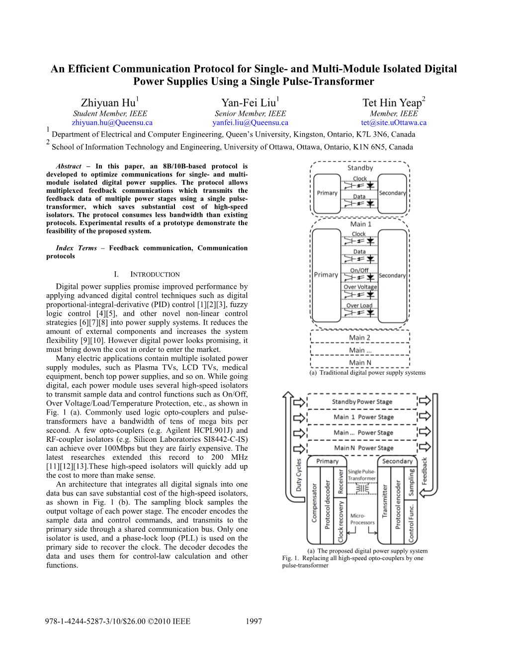 An Efficient Communication Protocol for Single- and Multi-Module Isolated Digital Power Supplies Using a Single Pulse-Transformer