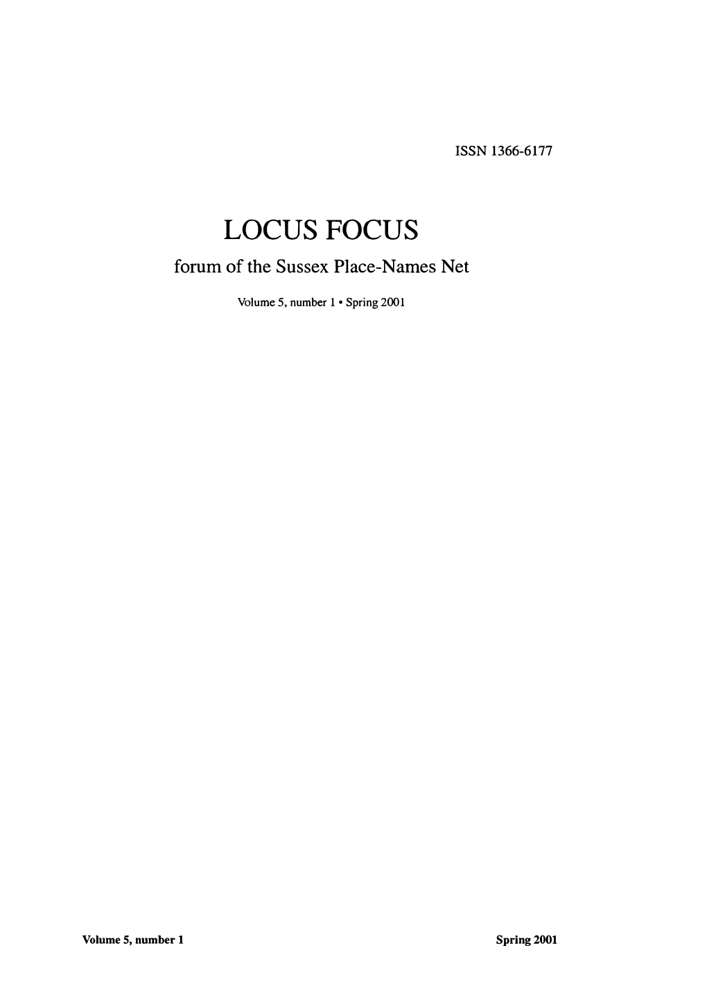 LOCUS FOCUS Forumof the Sussex Place-Names Net