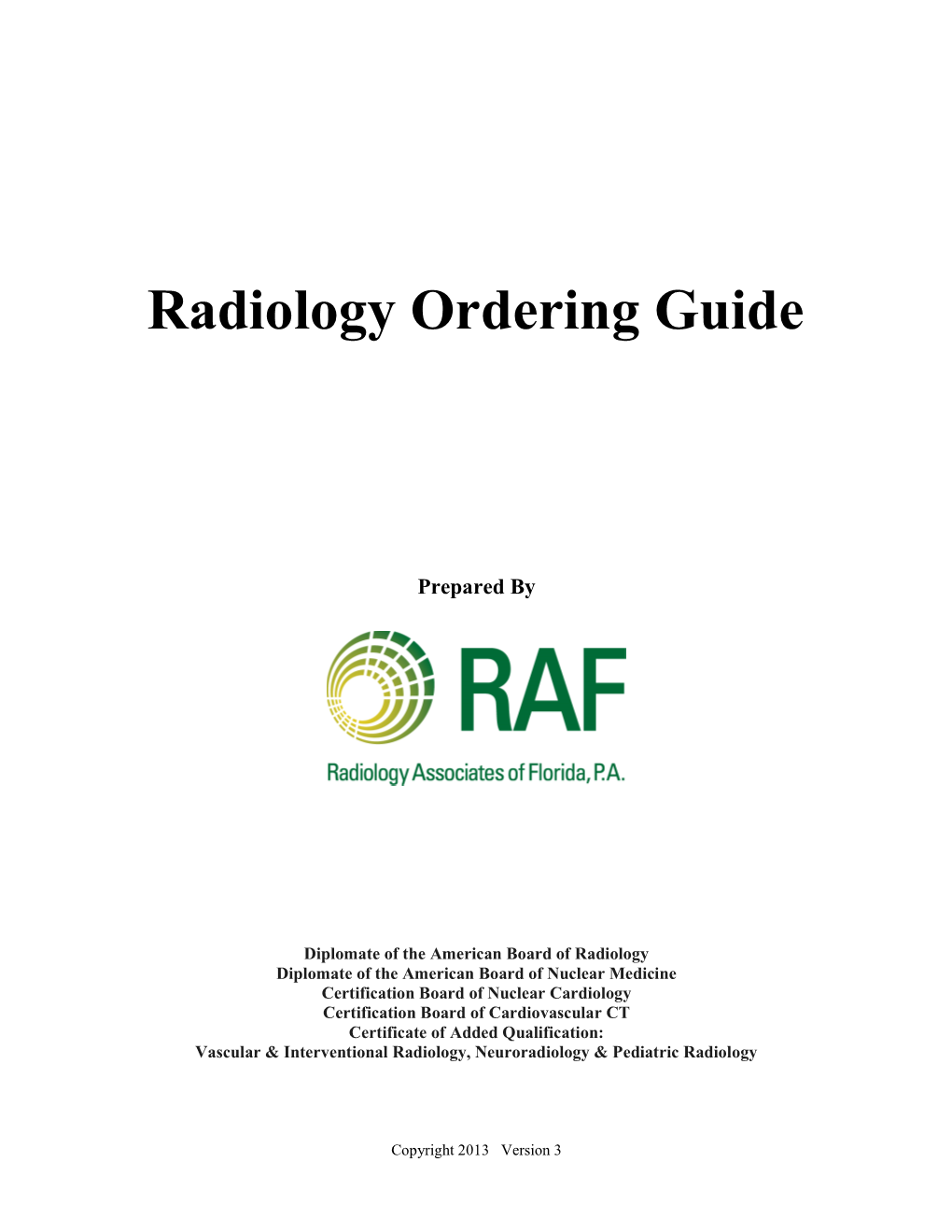 Radiology Ordering Guide