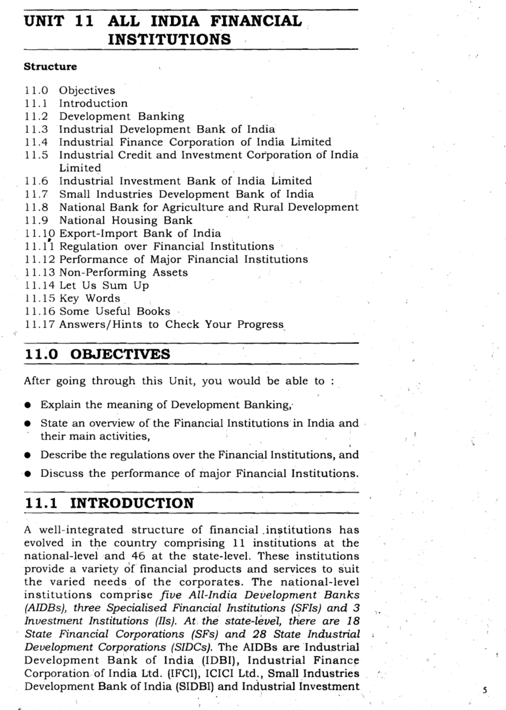 UNIT 11 ALL INDIA FINANCIAL 1NS