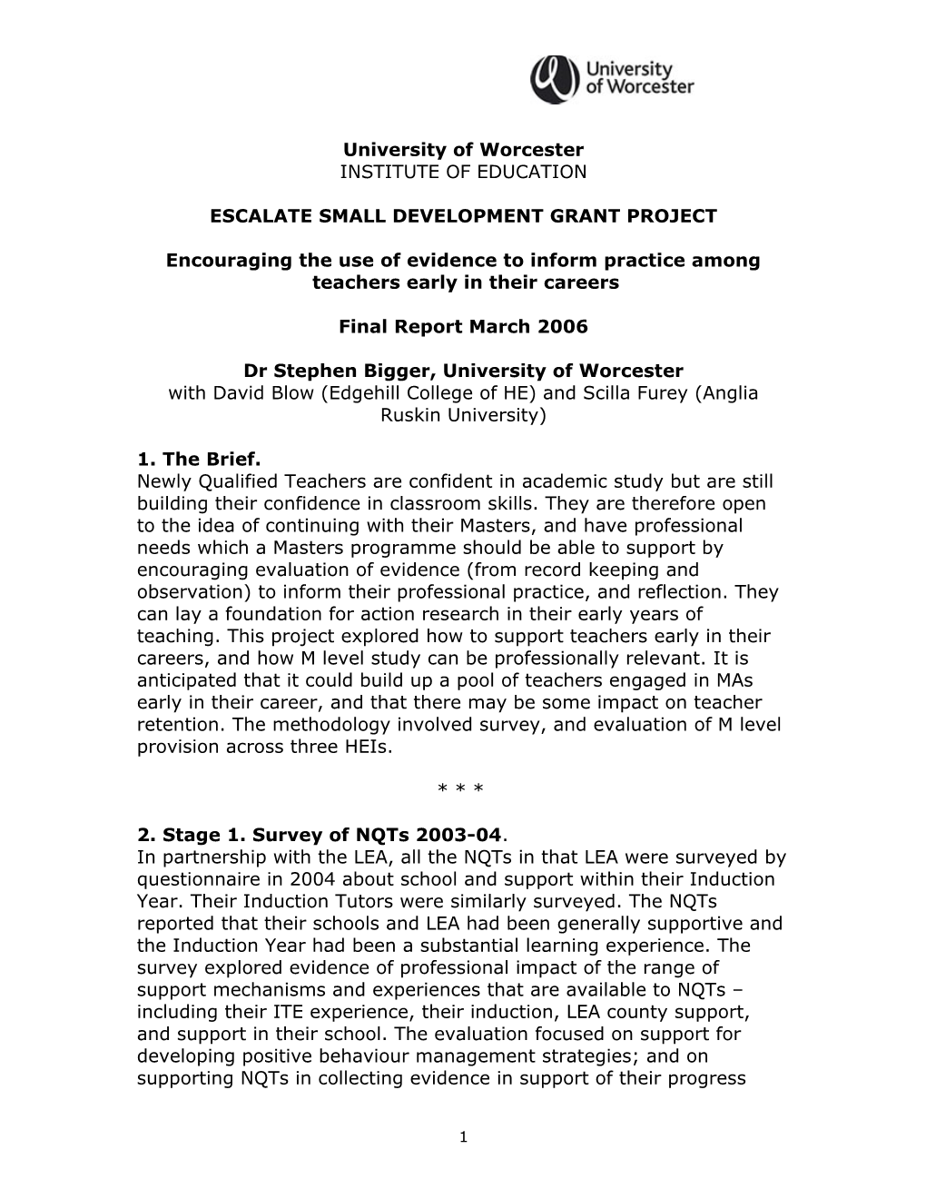 ESCALATE: Newly Qualified Teachers