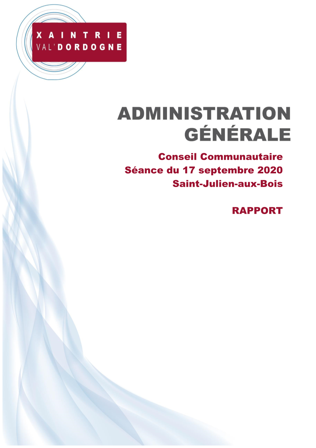 Conseil Communautaire Séance Du 17 Septembre 2020 Saint