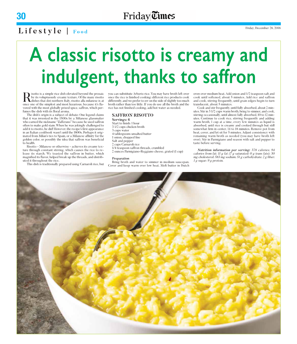A Classic Risotto Is Creamy and Indulgent, Thanks to Saffron