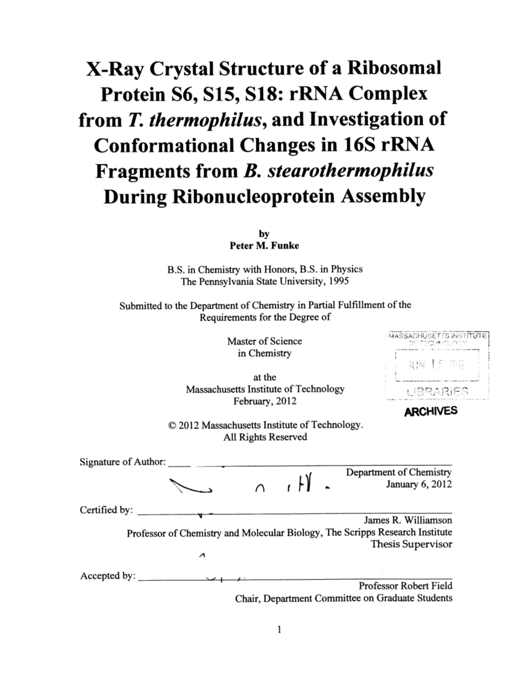 X-Ray Crystal Structure of a Ribosomal Protein S6, S15, S18: Rrna Complex from T