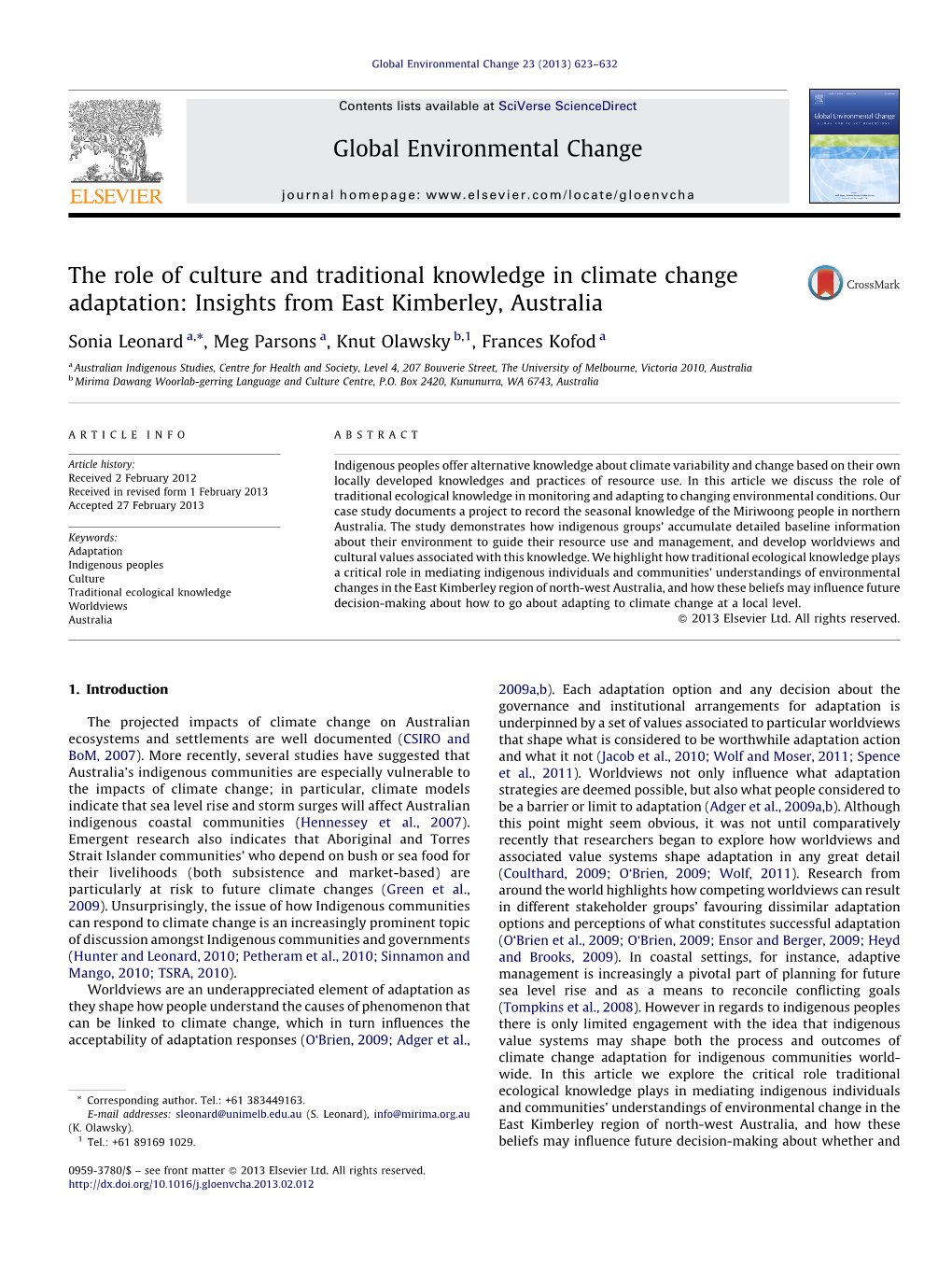 The Role of Culture and Traditional Knowledge in Climate Change