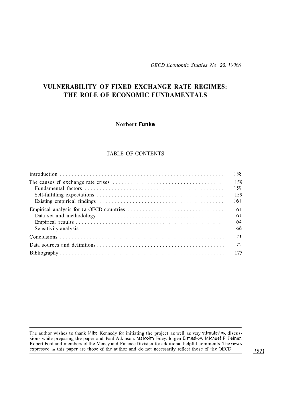 Vulnerability of Fixed Exchange Rate Regimes: the Role of Economic Fundamentals