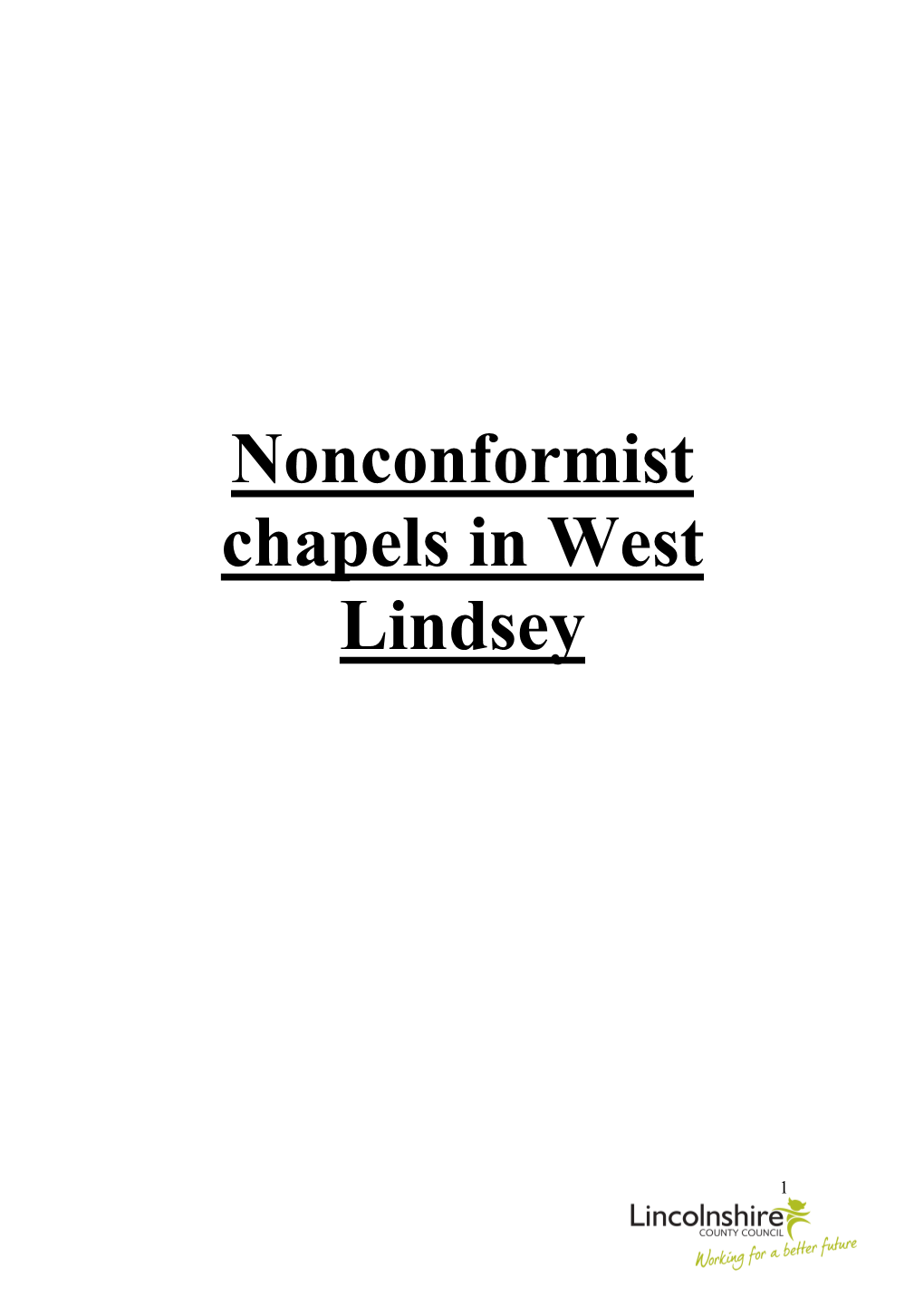 Nonconformist Chapels in West Lindsey