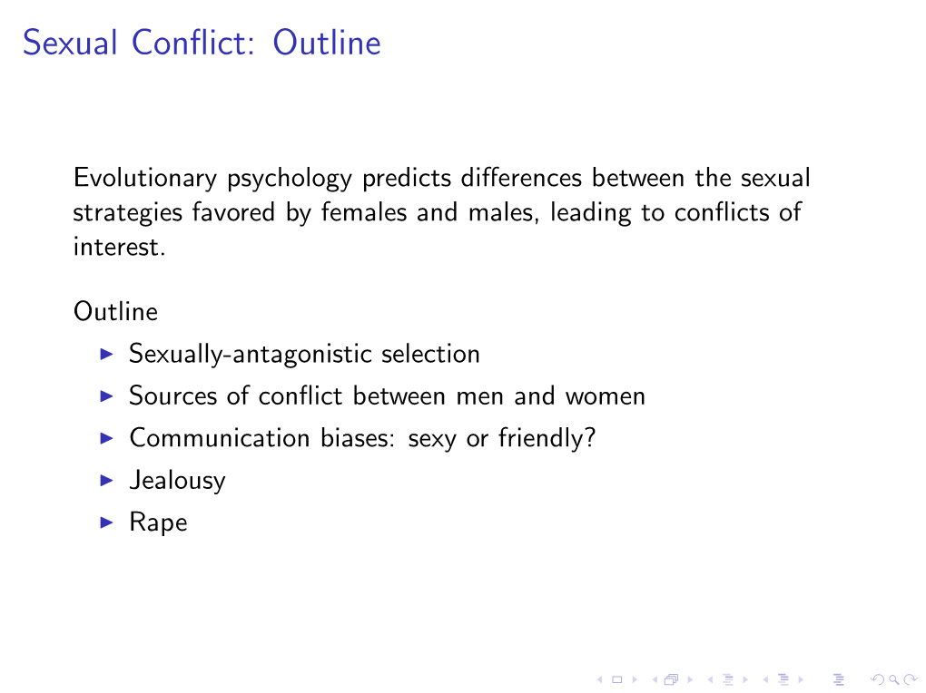 Sexual Conflict: Outline