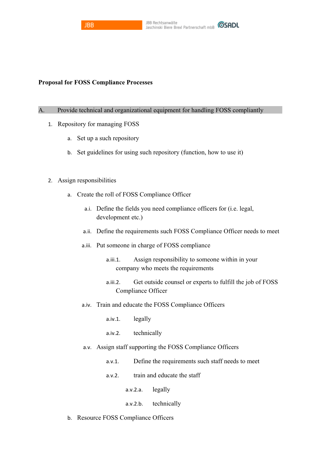 Proposal for FOSS Compliance Processes