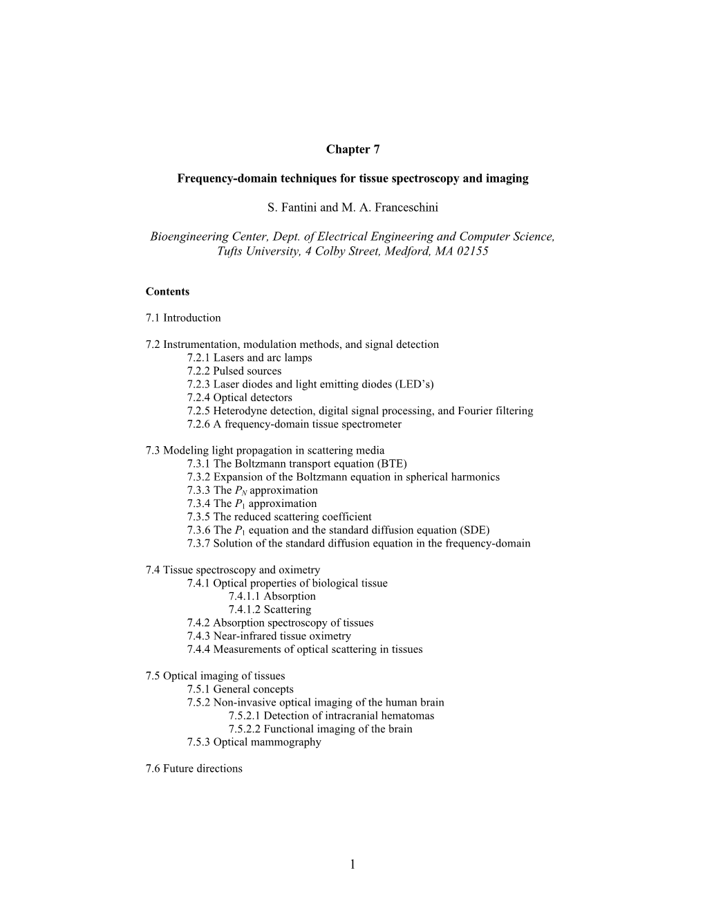 Frequency-Domain Techniques for Tissue Spectroscopy and Imaging