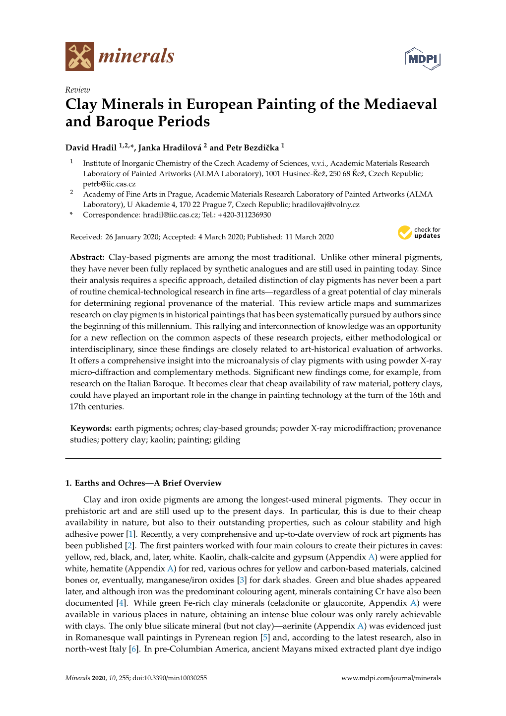 Clay Minerals in European Painting of the Mediaeval and Baroque Periods