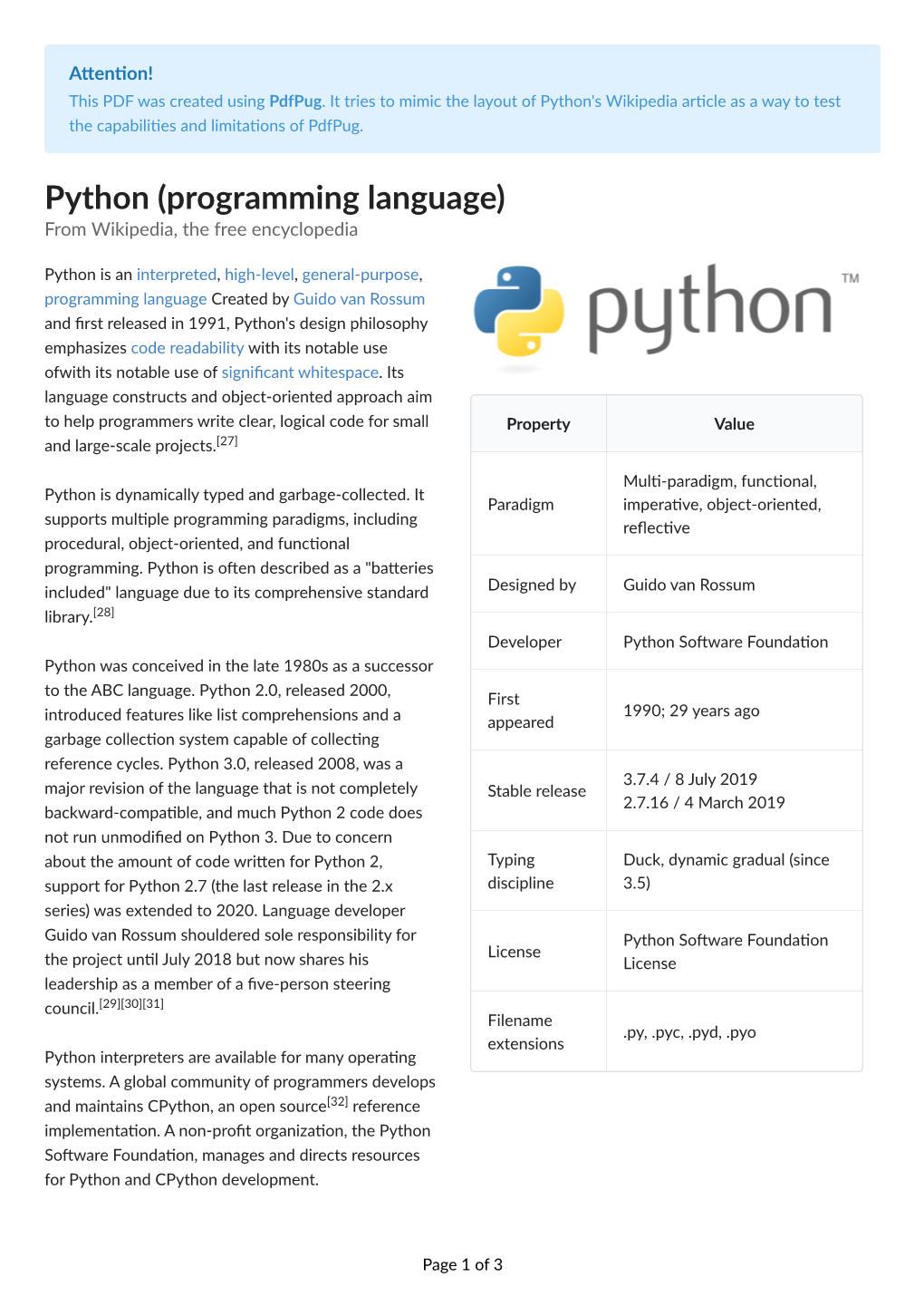 Python (Programming Language) from Wikipedia, the Free Encyclopedia