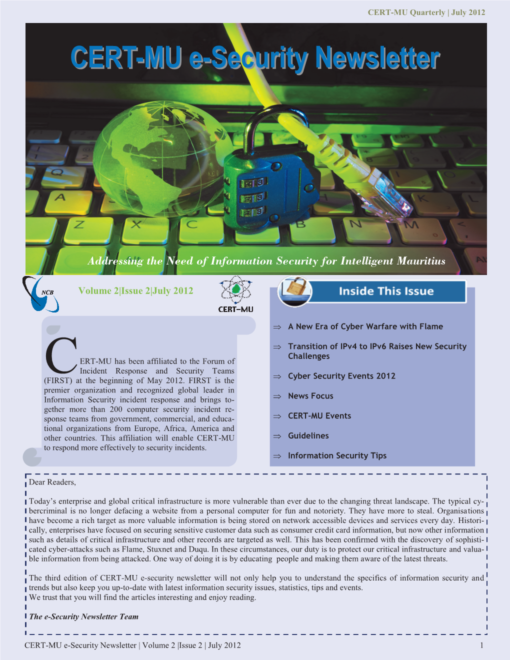 CERT-MU E-Security Newsletter