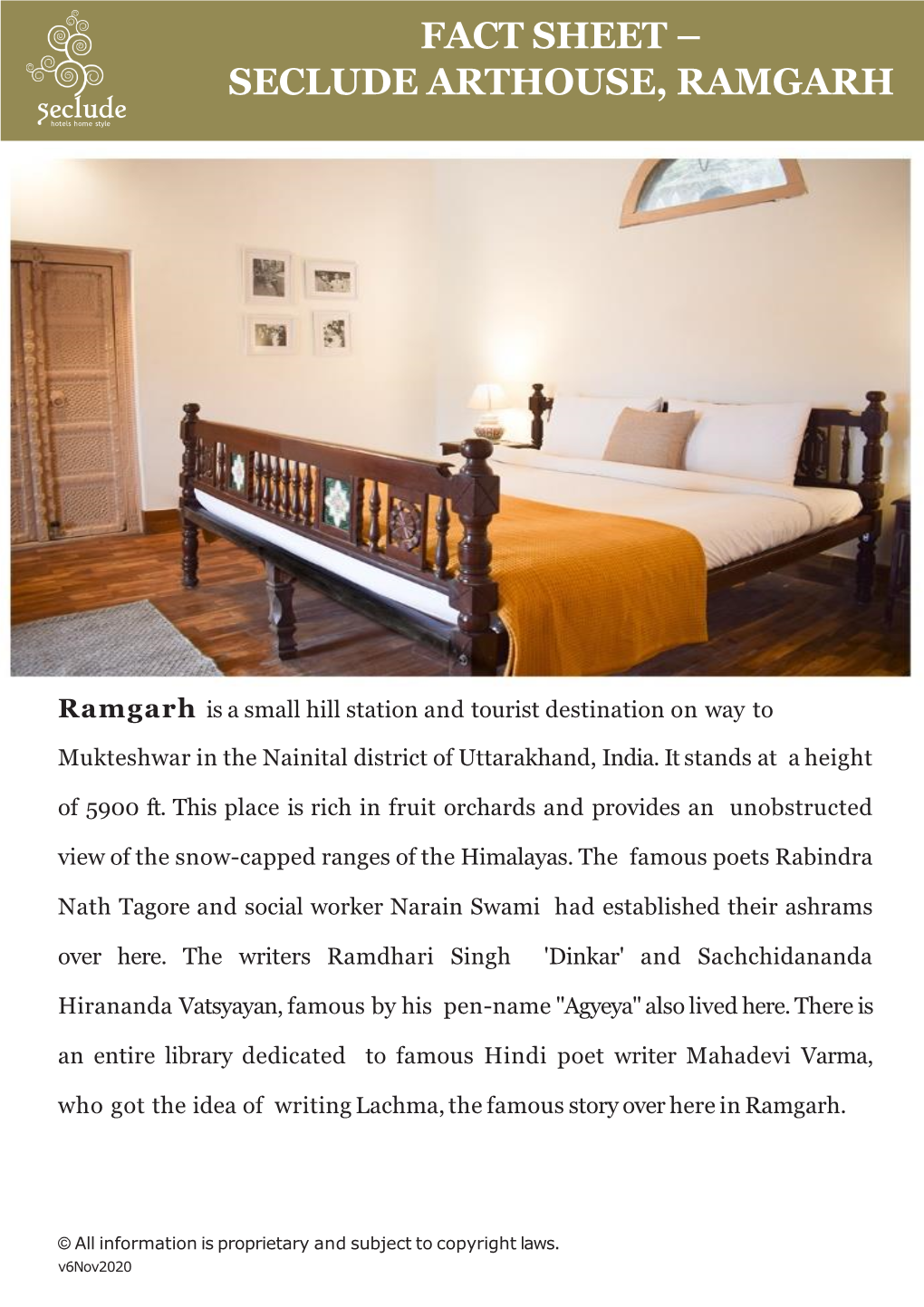 FACT SHEET – SECLUDE ARTHOUSE, RAMGARH Hotels Home Style