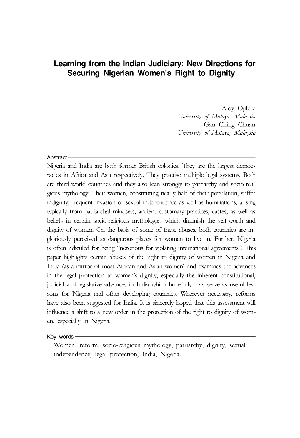 New Directions for Securing Nigerian Women's Right to Dignity