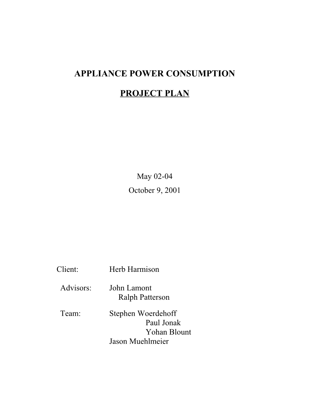 Appliance Power Consumption