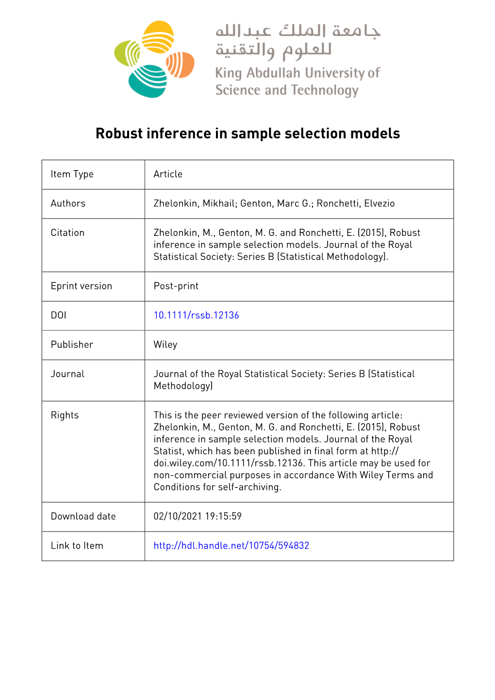 Robust Inference in Sample Selection Models