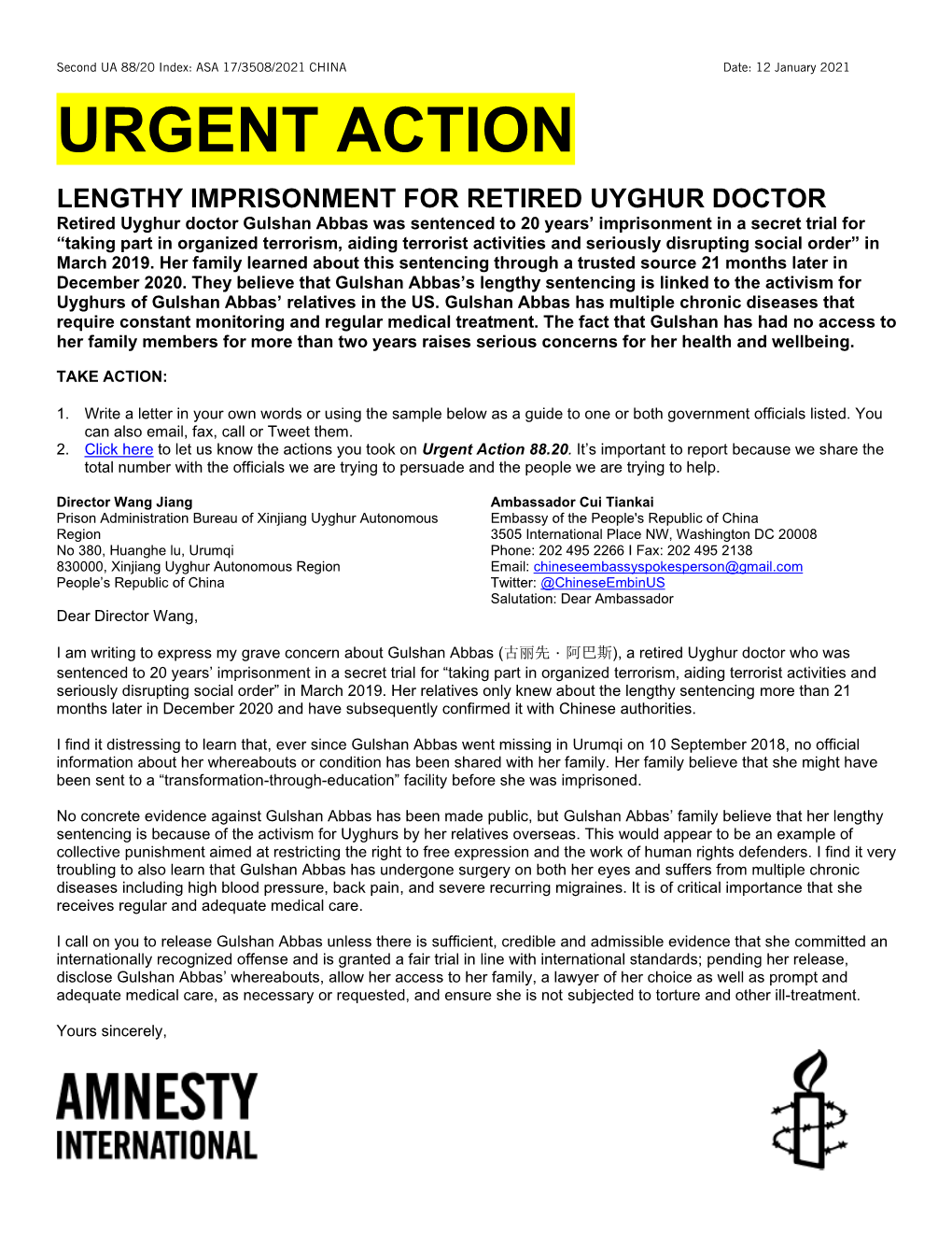 Urgent Action