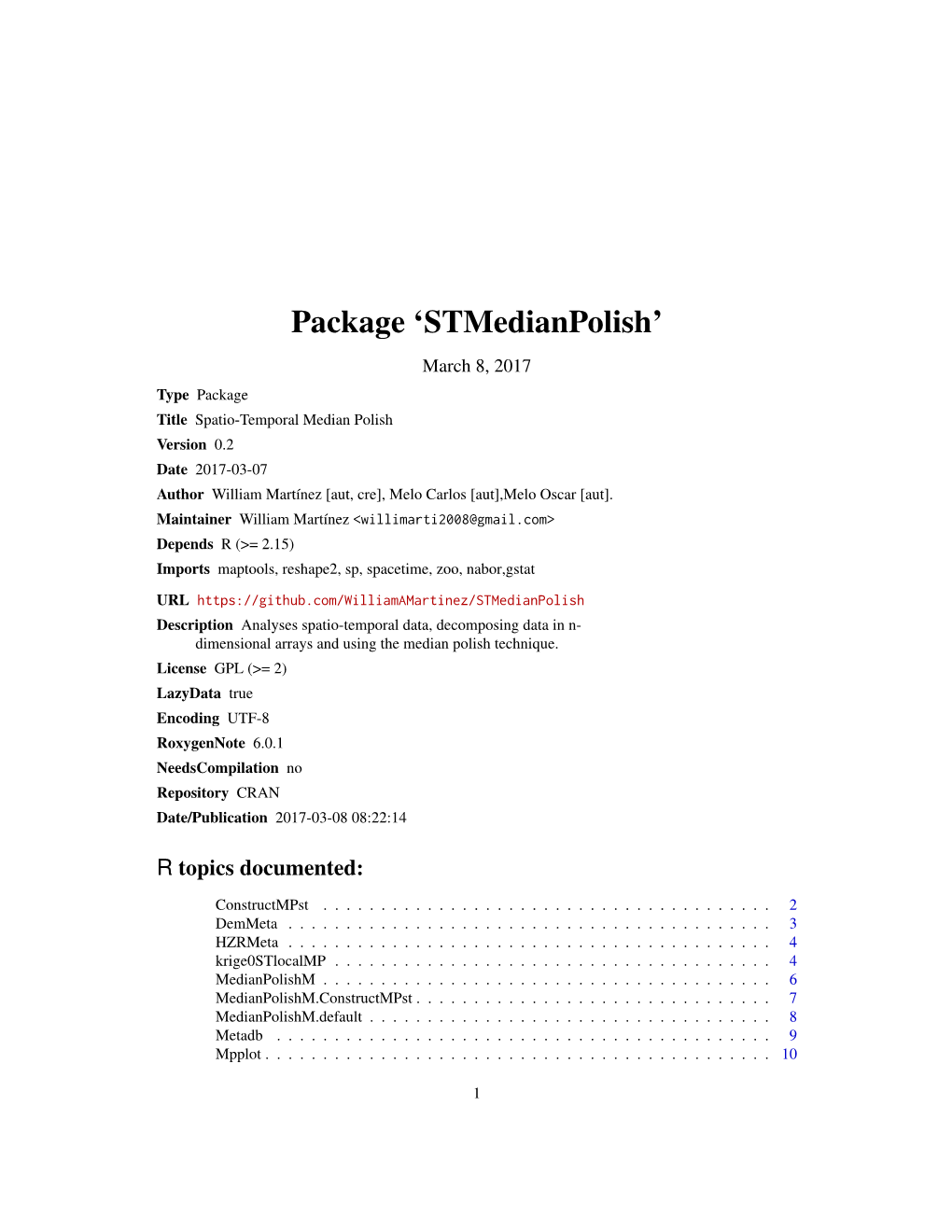 Package 'Stmedianpolish'