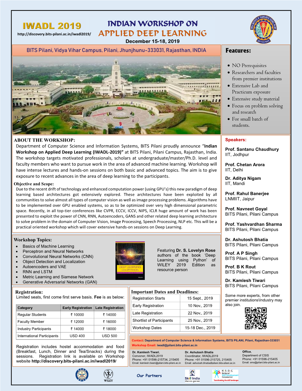 INDIAN WORKSHOP on APPLIED DEEP LEARNING December 15-18, 2019