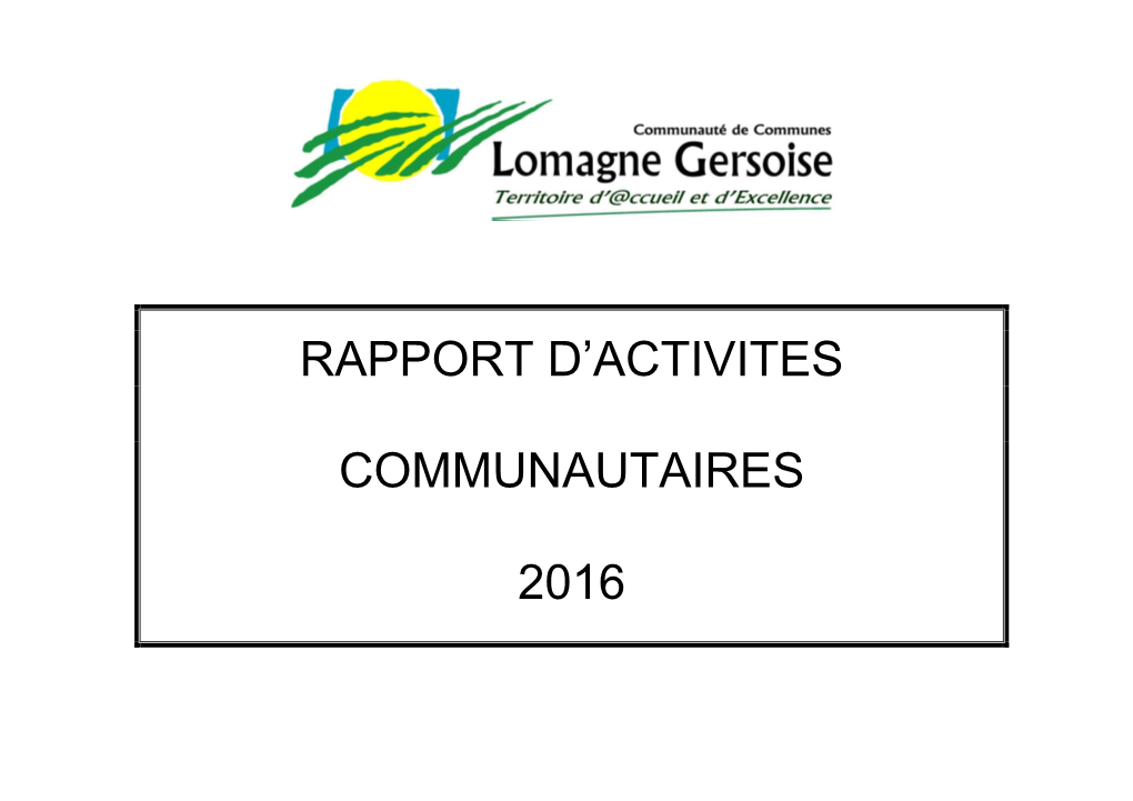 Rapport D'activités 2016