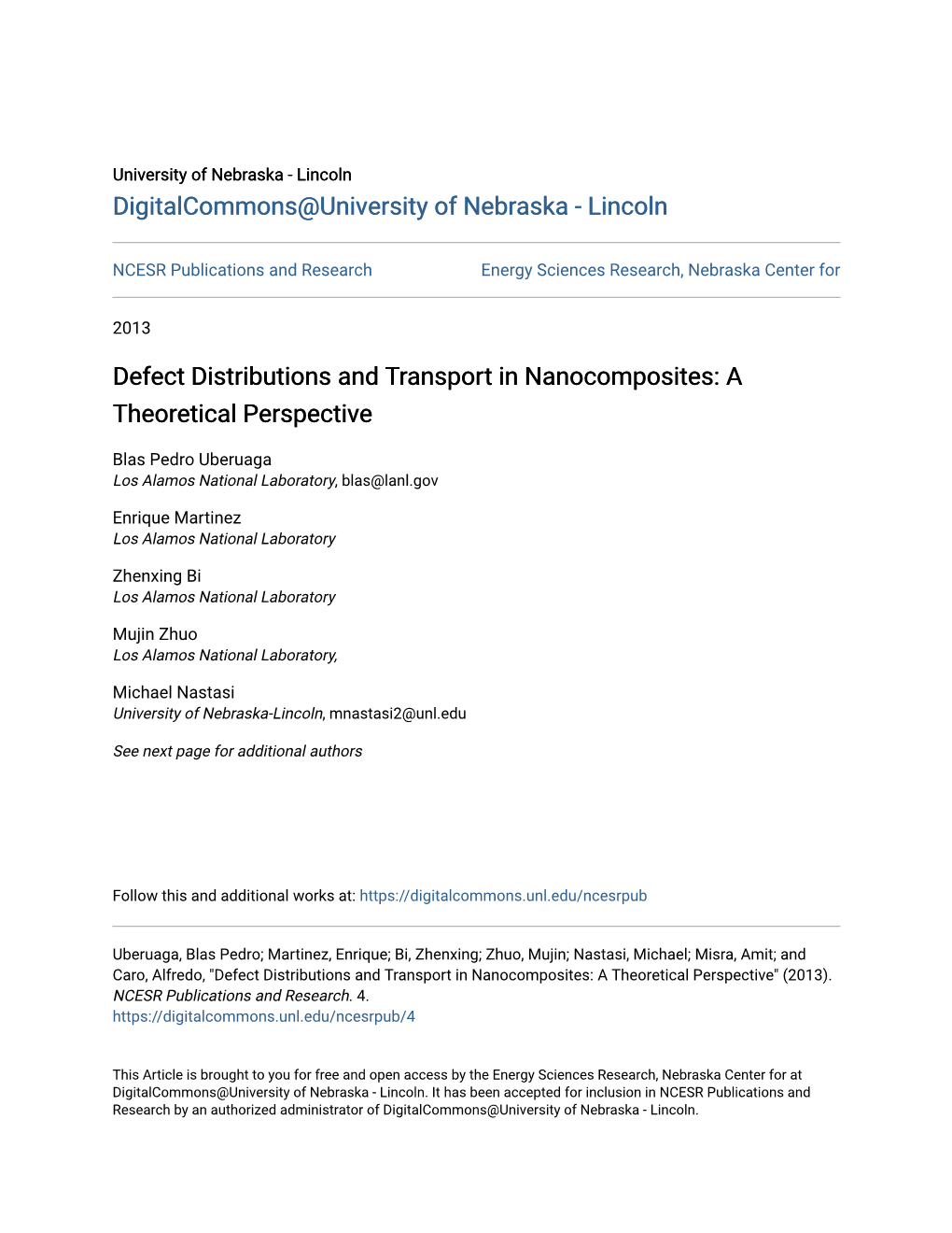 Defect Distributions and Transport in Nanocomposites: a Theoretical Perspective