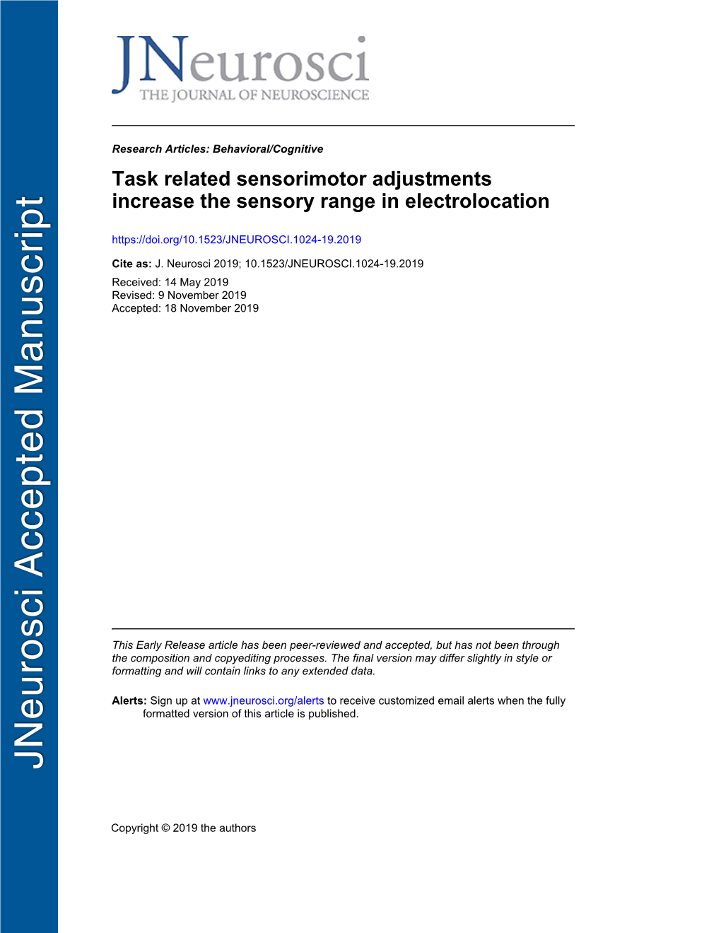 Task Related Sensorimotor Adjustments Increase the Sensory Range in Electrolocation