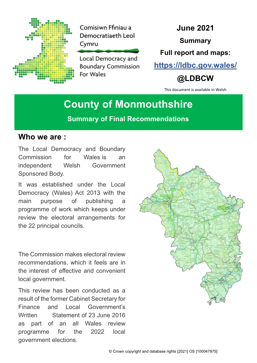 Monmouthshire Summary of Recommendations