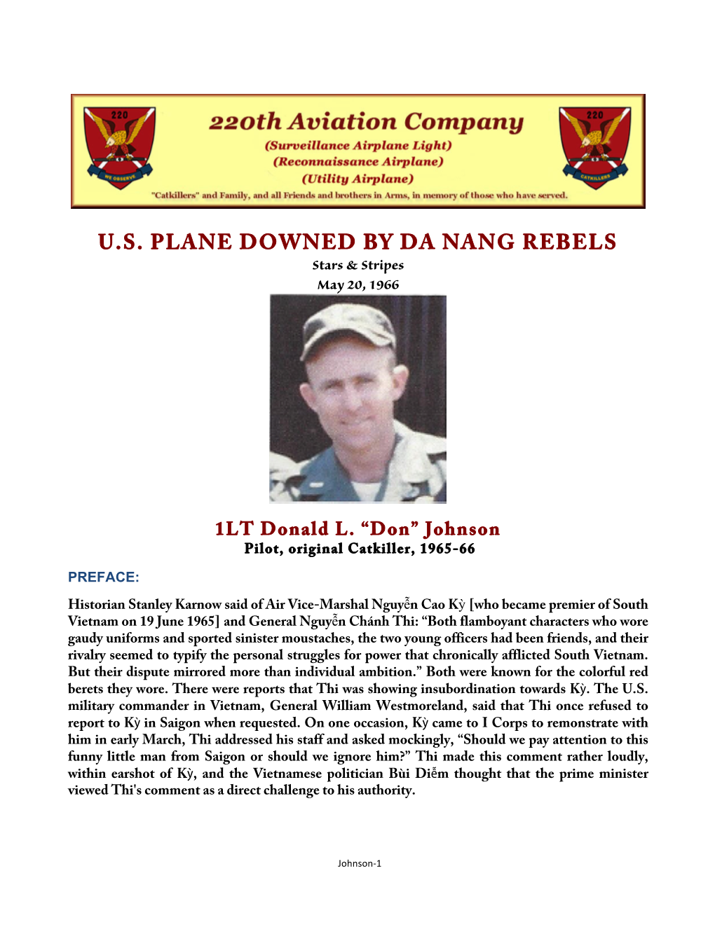 US Plane Downed by Da Nang Rebels, the Don