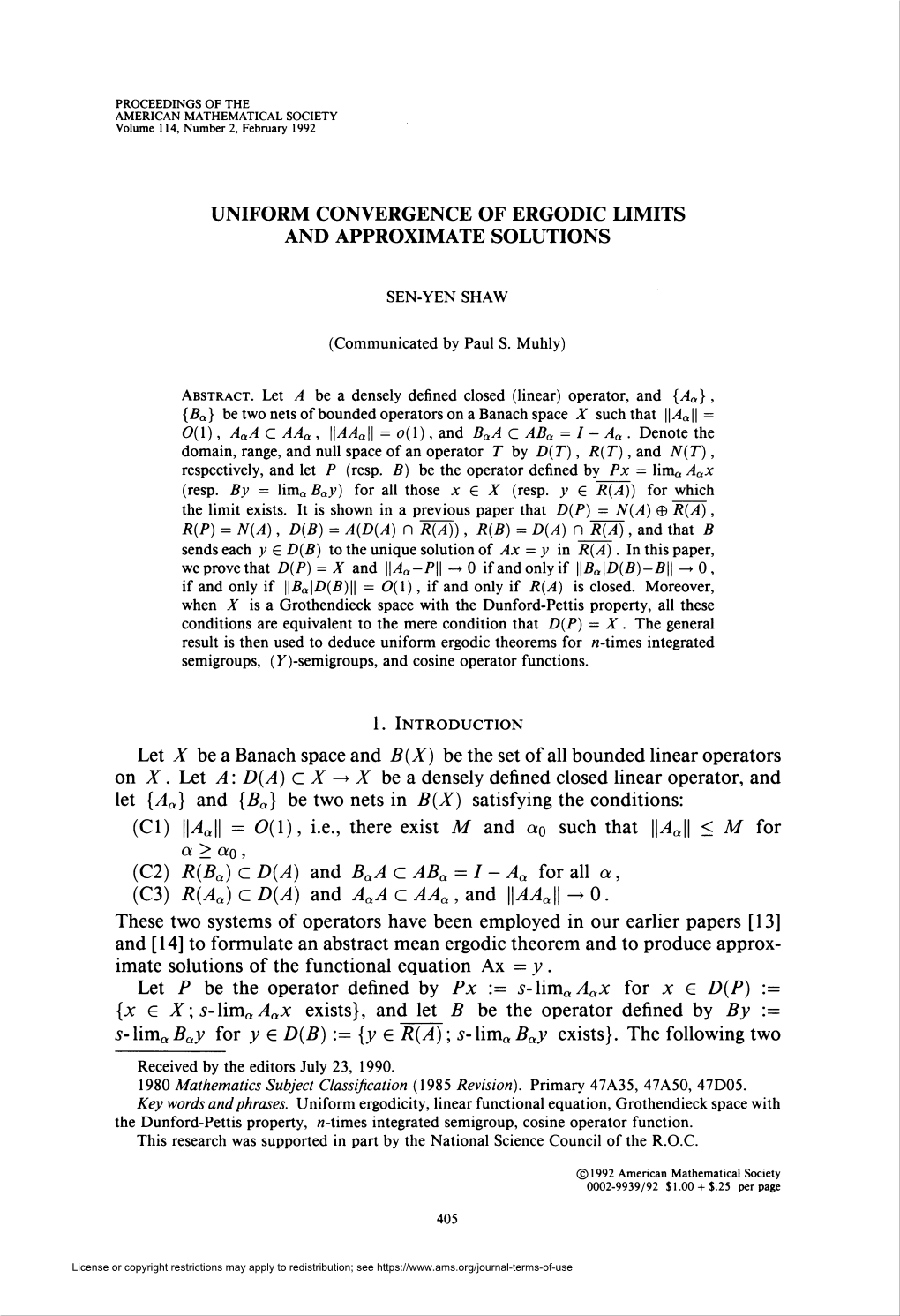 Uniform Convergence of Ergodic Limits and Approximate Solutions