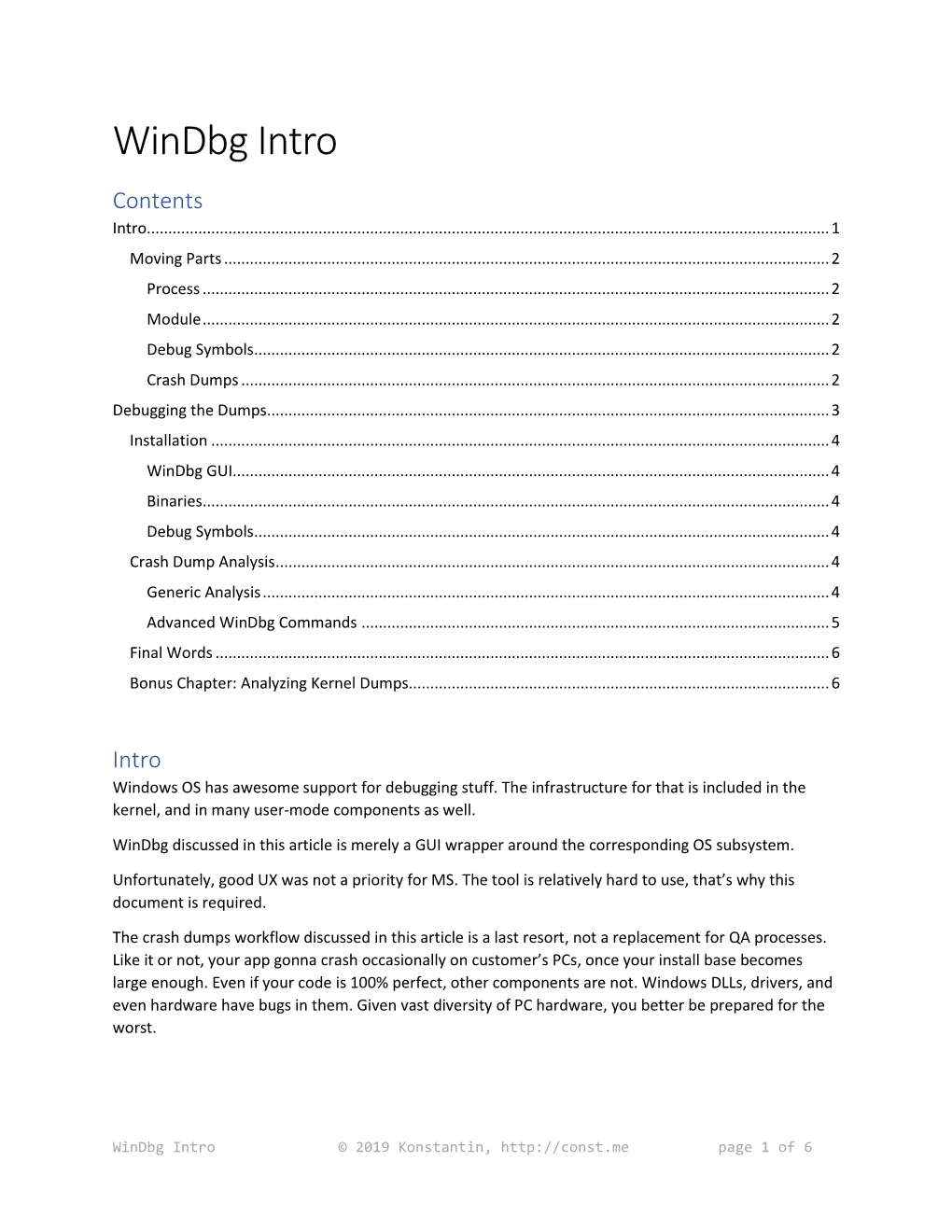 Windbg Intro Contents Intro
