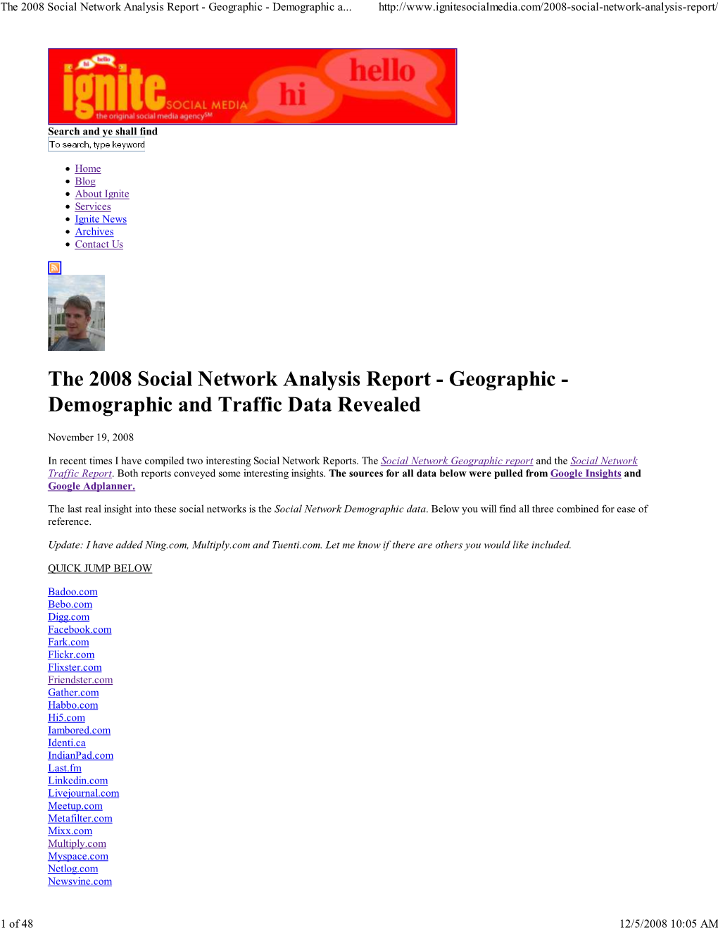 The 2008 Social Network Analysis Report - Geographic - Demographic A