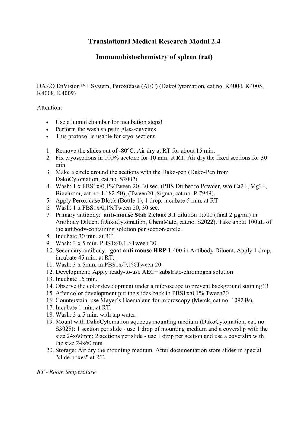 Translational Medical Research Modul 2.4