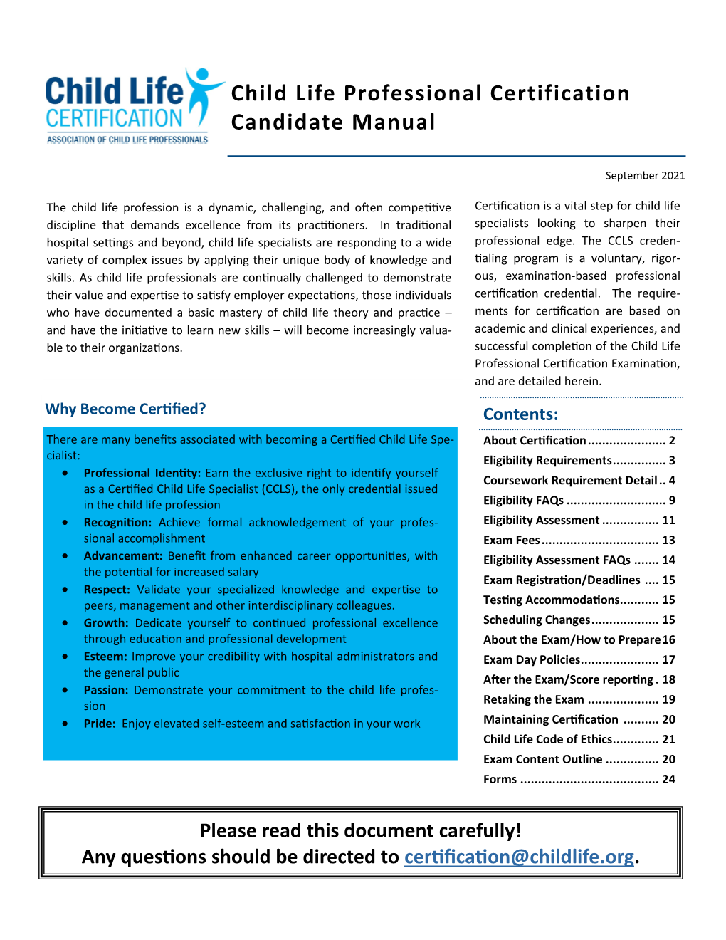 Child Life Professional Certification Candidate Manual