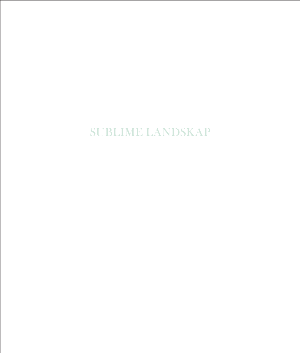 Sublime Landskap Vist Ved Kunsthuset Kabuso 05.06–29.08.2010 Sublime Landskap Sublime Landscapes Heidi Ann Jaeger Utstillingsleiar/Art Director, Kunsthuset Kabuso