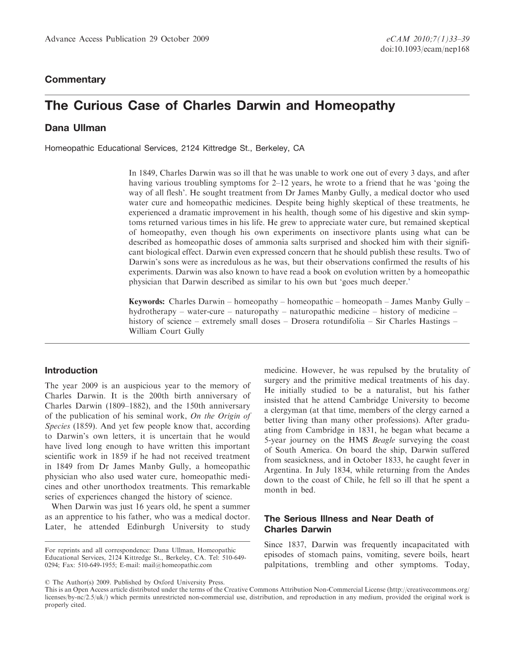 Charles Darwin and Homeopathy