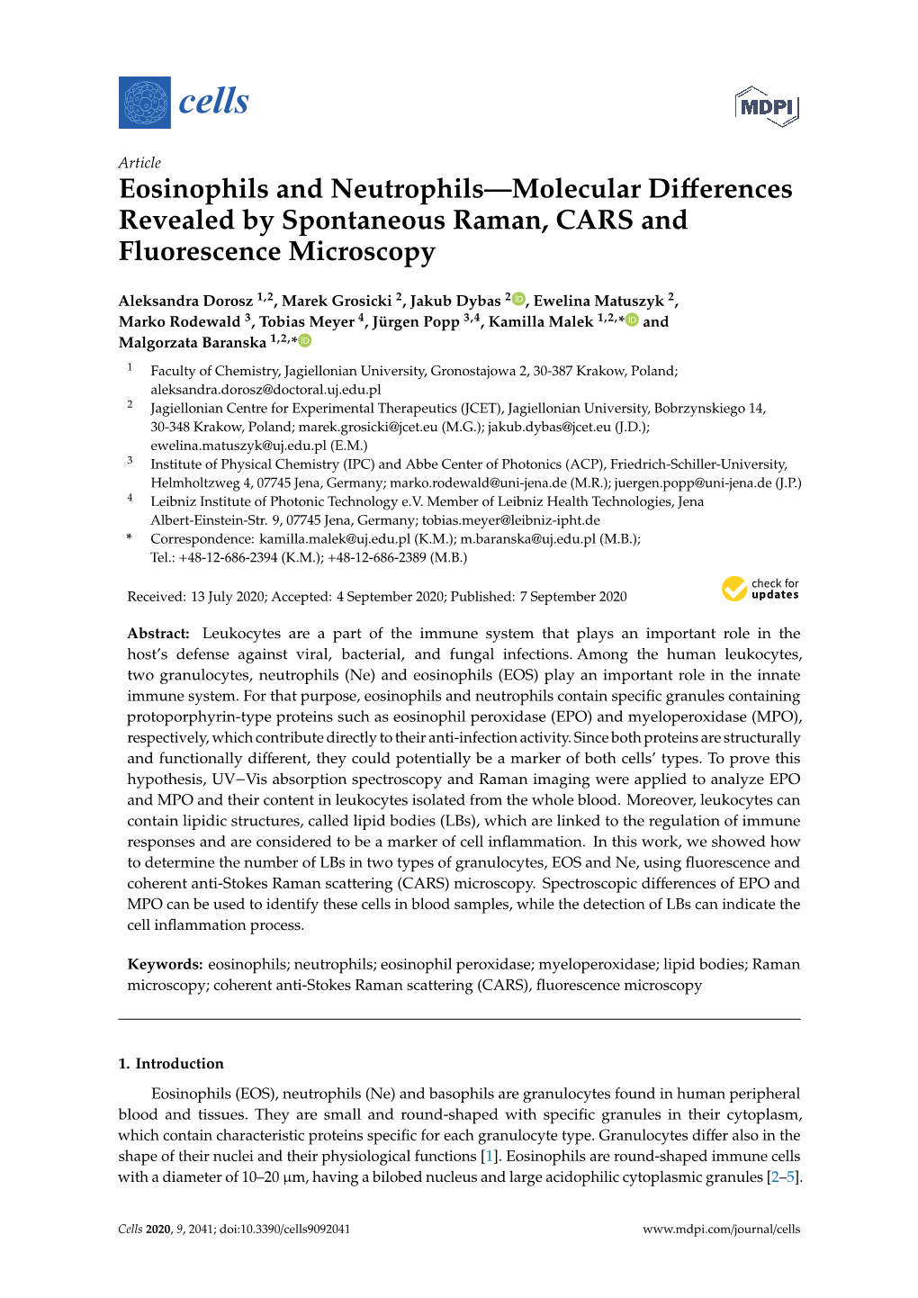 Eosinophils and Neutrophils—Molecular Differences Revealed